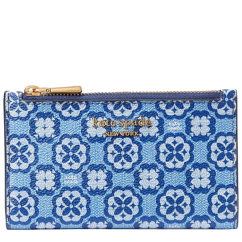 Kate Spade Spade Flower Monogram Coated Canvas Small Slim Bifold Wallet